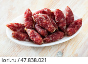 Popular spanish small snack sausages secallones. Стоковое фото, фотограф Яков Филимонов / Фотобанк Лори