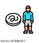 kid boy helminth worm color icon vector illustration. Стоковая иллюстрация, иллюстратор Vectorwin / Фотобанк Лори
