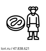kid girl helminth worm line icon vector illustration. Стоковая иллюстрация, иллюстратор Vectorwin / Фотобанк Лори