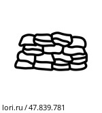 sandbags disaster line icon vector illustration. Стоковая иллюстрация, иллюстратор Vectorwin / Фотобанк Лори