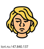 shame woman expression color icon vector illustration. Стоковая иллюстрация, иллюстратор Vectorwin / Фотобанк Лори
