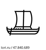 carrack ancient ship line icon vector illustration. Стоковая иллюстрация, иллюстратор Vectorwin / Фотобанк Лори