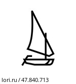 felucca ancient ship line icon vector illustration. Стоковая иллюстрация, иллюстратор Vectorwin / Фотобанк Лори