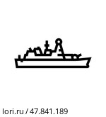 naval destroyer ship line icon vector illustration. Стоковая иллюстрация, иллюстратор Vectorwin / Фотобанк Лори