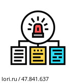 documentation with incidents color icon vector illustration. Стоковая иллюстрация, иллюстратор Vectorwin / Фотобанк Лори
