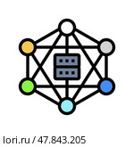 decentralized network application color icon vector illustration. Стоковая иллюстрация, иллюстратор Vectorwin / Фотобанк Лори