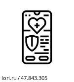 health insurance app healthcare innovation line icon vector illustration. Стоковая иллюстрация, иллюстратор Vectorwin / Фотобанк Лори