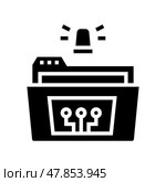 folder with debug report glyph icon vector illustration. Стоковая иллюстрация, иллюстратор Vectorwin / Фотобанк Лори