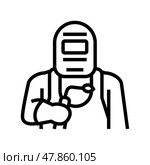 welder worker line icon vector illustration. Стоковая иллюстрация, иллюстратор Vectorwin / Фотобанк Лори