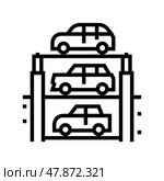 lift multilevel equipment parking line icon vector illustration. Стоковая иллюстрация, иллюстратор Vectorwin / Фотобанк Лори