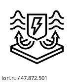 antistatic fabrics properties line icon vector illustration. Стоковая иллюстрация, иллюстратор Vectorwin / Фотобанк Лори
