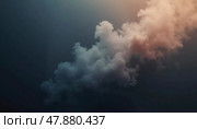 Plumes of smoke drift upwards, enveloping the surrounding area in a soft, ethereal haze at dusk, creating an enchanting and moody environment. Generative AI. Стоковое AI-изображение, AI-художник Юлия Петровская / Фотобанк Лори