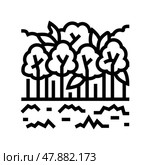 broadleaf forests line icon vector illustration. Стоковая иллюстрация, иллюстратор Vectorwin / Фотобанк Лори