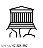 acropolis ancient greece architecture building line icon vector illustration. Стоковая иллюстрация, иллюстратор Vectorwin / Фотобанк Лори