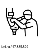 microsurgery doctor work line icon vector illustration. Стоковая иллюстрация, иллюстратор Vectorwin / Фотобанк Лори