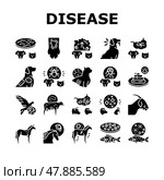 Pet Disease Ill Health Problem Icons Set Vector. Стоковая иллюстрация, иллюстратор Vectorwin / Фотобанк Лори