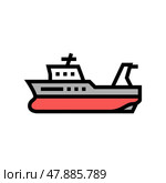 trawler boat color icon vector illustration. Стоковая иллюстрация, иллюстратор Vectorwin / Фотобанк Лори
