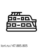 houseboat boat line icon vector illustration. Стоковая иллюстрация, иллюстратор Vectorwin / Фотобанк Лори