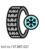 ice winter season tires color icon vector illustration. Стоковая иллюстрация, иллюстратор Vectorwin / Фотобанк Лори