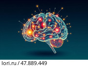 Человеческий мозг и алгоритм решения изобретательских задач. Стоковое AI-изображение, AI-художник Ольга Денис / Фотобанк Лори