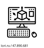 3d modeling line icon vector illustration. Стоковая иллюстрация, иллюстратор Vectorwin / Фотобанк Лори
