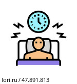 waking up too early color icon vector illustration. Стоковая иллюстрация, иллюстратор Vectorwin / Фотобанк Лори