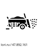 manure spreader farm machine glyph icon vector illustration. Стоковая иллюстрация, иллюстратор Vectorwin / Фотобанк Лори