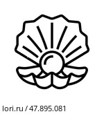 pearl oyster shell line icon vector illustration. Стоковая иллюстрация, иллюстратор Vectorwin / Фотобанк Лори