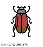 chafer insect color icon vector illustration. Стоковая иллюстрация, иллюстратор Vectorwin / Фотобанк Лори