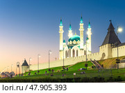 Picturesque evening view of the Kul Sharif Mosque of the Kazan Kremlin. Russia (2022 год). Стоковое фото, фотограф Константин Лабунский / Фотобанк Лори
