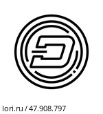 dash cryptocurrency line icon vector illustration. Стоковая иллюстрация, иллюстратор Vectorwin / Фотобанк Лори