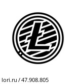litecoin cryptocurrency glyph icon vector illustration. Стоковая иллюстрация, иллюстратор Vectorwin / Фотобанк Лори