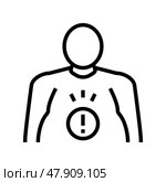 abdominal pain mesothelioma line icon vector illustration. Стоковая иллюстрация, иллюстратор Vectorwin / Фотобанк Лори