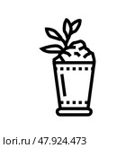 mint julep cocktail glass drink line icon vector illustration. Стоковая иллюстрация, иллюстратор Vectorwin / Фотобанк Лори