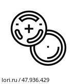 lr44 button battery line icon vector illustration. Стоковая иллюстрация, иллюстратор Vectorwin / Фотобанк Лори