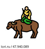 laozi ox taoism color icon vector illustration. Стоковая иллюстрация, иллюстратор Vectorwin / Фотобанк Лори