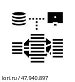 indexing data database glyph icon vector illustration. Стоковая иллюстрация, иллюстратор Vectorwin / Фотобанк Лори