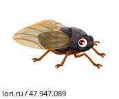 Cartoon cicada insect character with funny face. Стоковая иллюстрация, иллюстратор VectorTradition / Фотобанк Лори