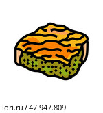 spanakopita greek cuisine color icon vector illustration. Стоковая иллюстрация, иллюстратор Vectorwin / Фотобанк Лори