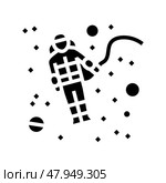 spacewalk space exploration glyph icon vector illustration. Стоковая иллюстрация, иллюстратор Vectorwin / Фотобанк Лори