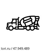 mixer truck cement concrete line icon vector illustration. Стоковая иллюстрация, иллюстратор Vectorwin / Фотобанк Лори