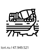 truck pouring concrete cement concrete line icon vector illustration. Стоковая иллюстрация, иллюстратор Vectorwin / Фотобанк Лори