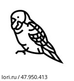 budgerigar parakeet parrot bird line icon vector illustration. Стоковая иллюстрация, иллюстратор Vectorwin / Фотобанк Лори