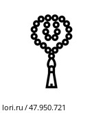 prayer beads misbaha line icon vector illustration. Стоковая иллюстрация, иллюстратор Vectorwin / Фотобанк Лори