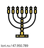 menorah jewish color icon vector illustration. Стоковая иллюстрация, иллюстратор Vectorwin / Фотобанк Лори
