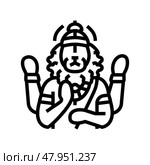 narasimha god indian line icon vector illustration. Стоковая иллюстрация, иллюстратор Vectorwin / Фотобанк Лори