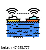 ship collision avoidance systems color icon vector illustration. Стоковая иллюстрация, иллюстратор Vectorwin / Фотобанк Лори