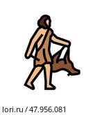 hunting gathering human evolution color icon vector illustration. Стоковая иллюстрация, иллюстратор Vectorwin / Фотобанк Лори