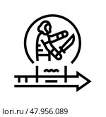 iron age human evolution line icon vector illustration. Стоковая иллюстрация, иллюстратор Vectorwin / Фотобанк Лори