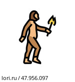 homo heidelbergensis human evolution color icon vector illustration. Стоковая иллюстрация, иллюстратор Vectorwin / Фотобанк Лори